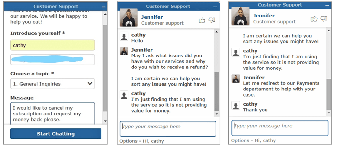 Customer support chat