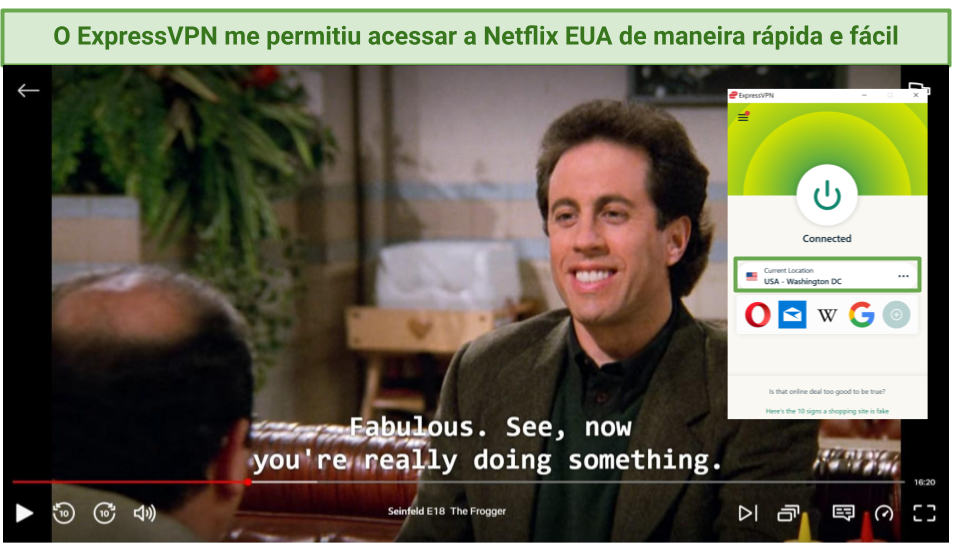 screenshot of ExpressVPN unblocking US Netflix