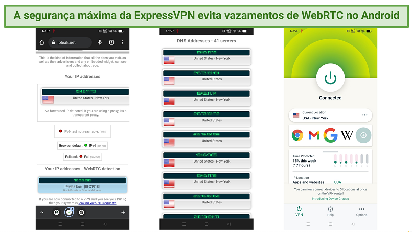 Screenshot showing a leak test done on ipleaknet with ExpressVPN connected