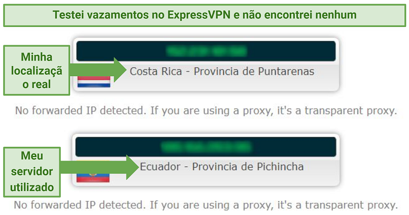 Screenshot of ExpressVPN passing leak test