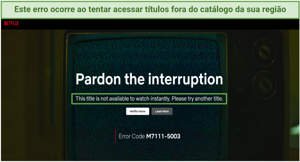 A screenshot of Netflix error code M7111-5003 which reads 