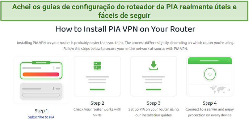 Screenshot showing how to set up PIA on routers
