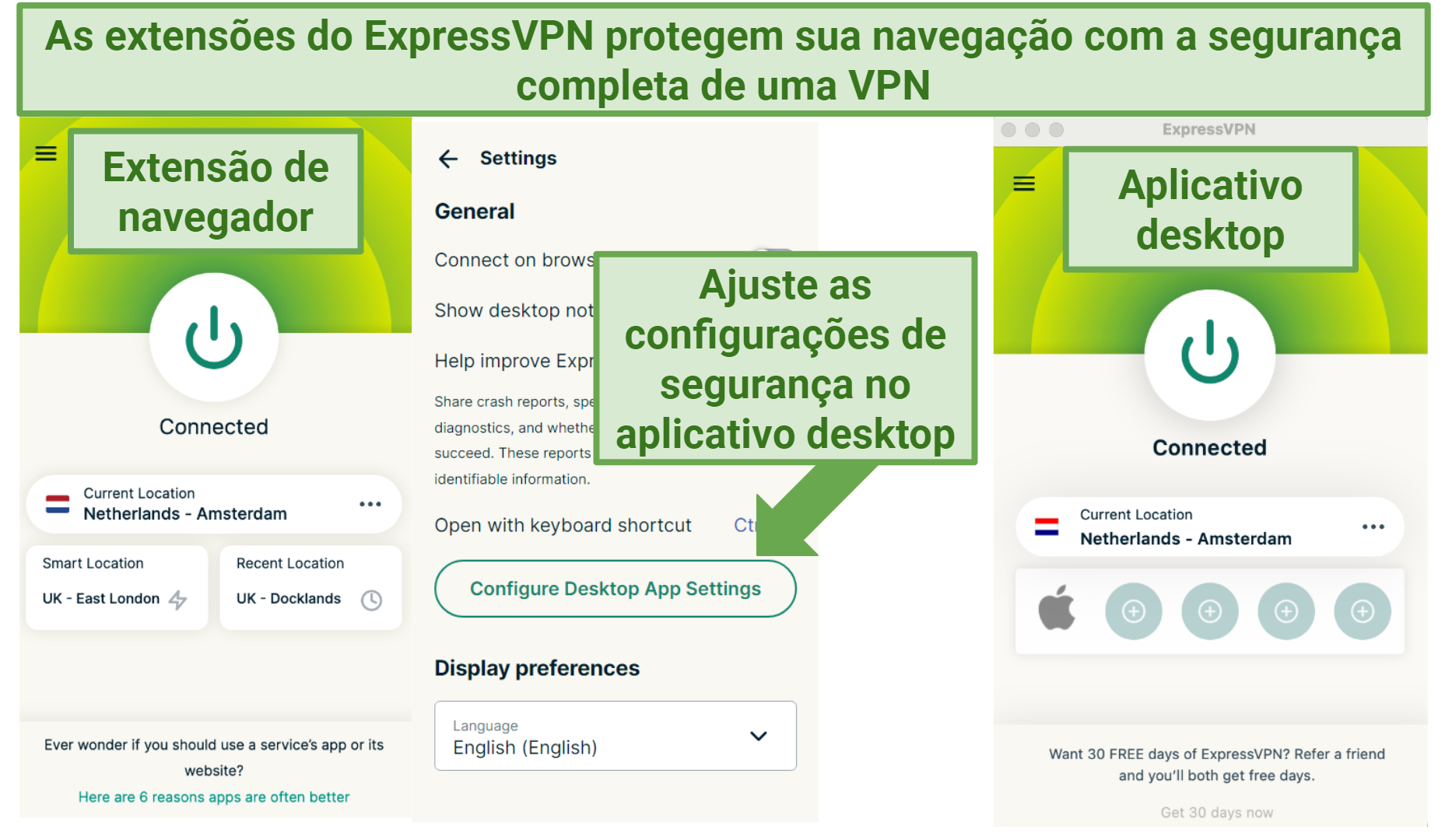 Screenshot showing ExpressVPN's extension for Chrome browser