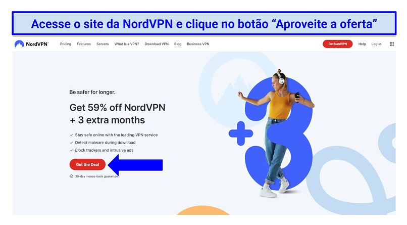 A screenshot of NordVPN's sign up page.