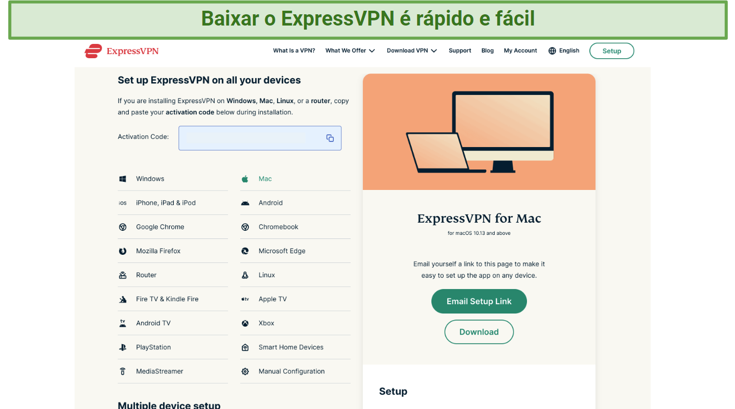 Screenshot of ExpressVPN website highlighting where to download the app for Windows