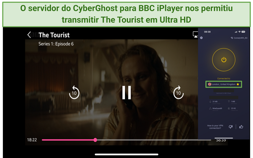 CyberGhost BBC iPlayer London server streaming The Tourist