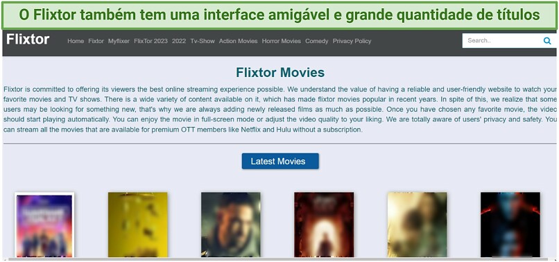 Uma captura de tela da interface do Flixtor