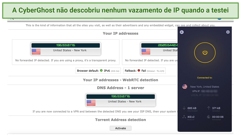 Graphic showing CG DNS leak test