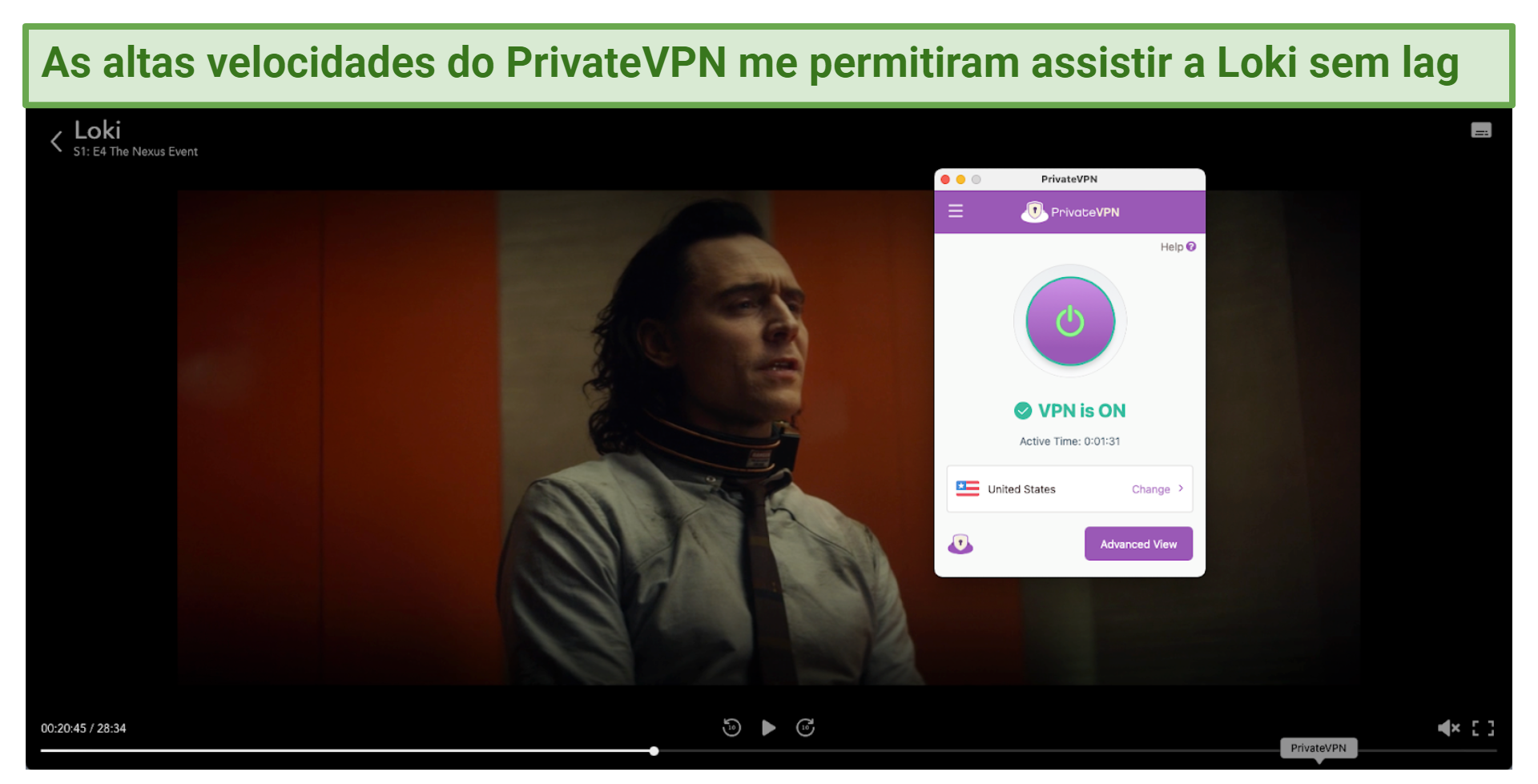 A screenshot showing that PrivateVPN unblocked Disney+ and let me watch Loki