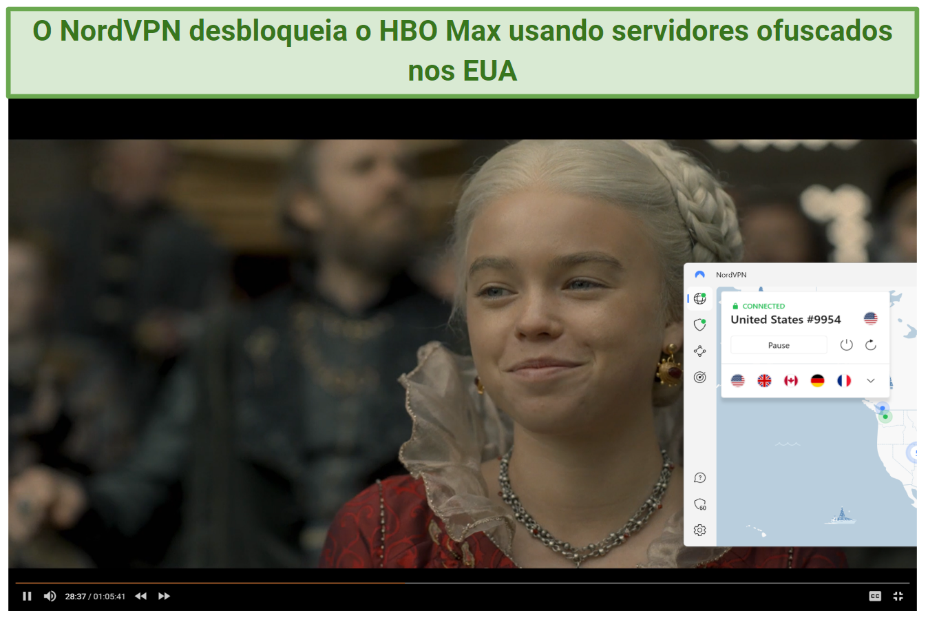 Screenshot of House of the Dragon playing on HBO Mac using NordVPN server