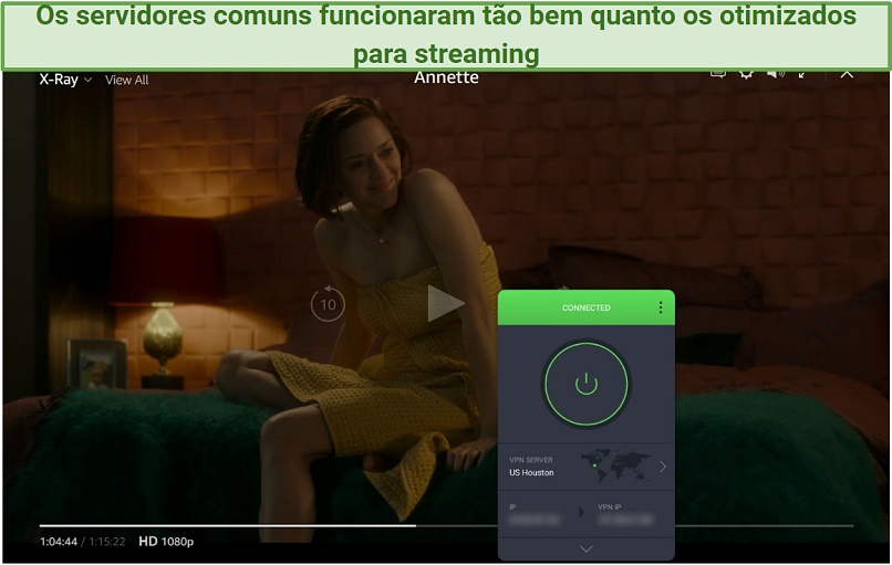 Screenshot of Amazon Prime Video player streaming Annette while connected to Private Internet Access
