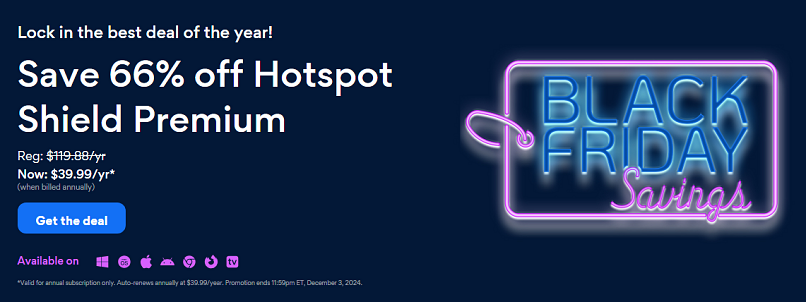 Screenshot of Hotspot's Black Friday deal