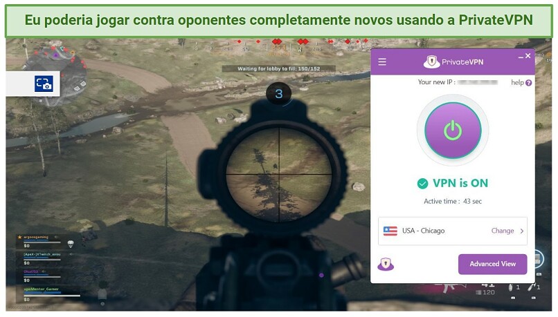 Graphic showing PrivateVPN with Call of Duty