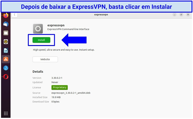 Screenshot of ExpressVPN download file for Linux on a device using Ubuntu