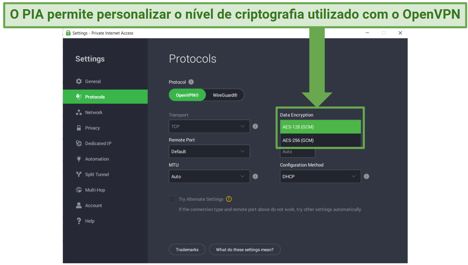 Screenshot showing how to optimize your connection for Steam with PIA