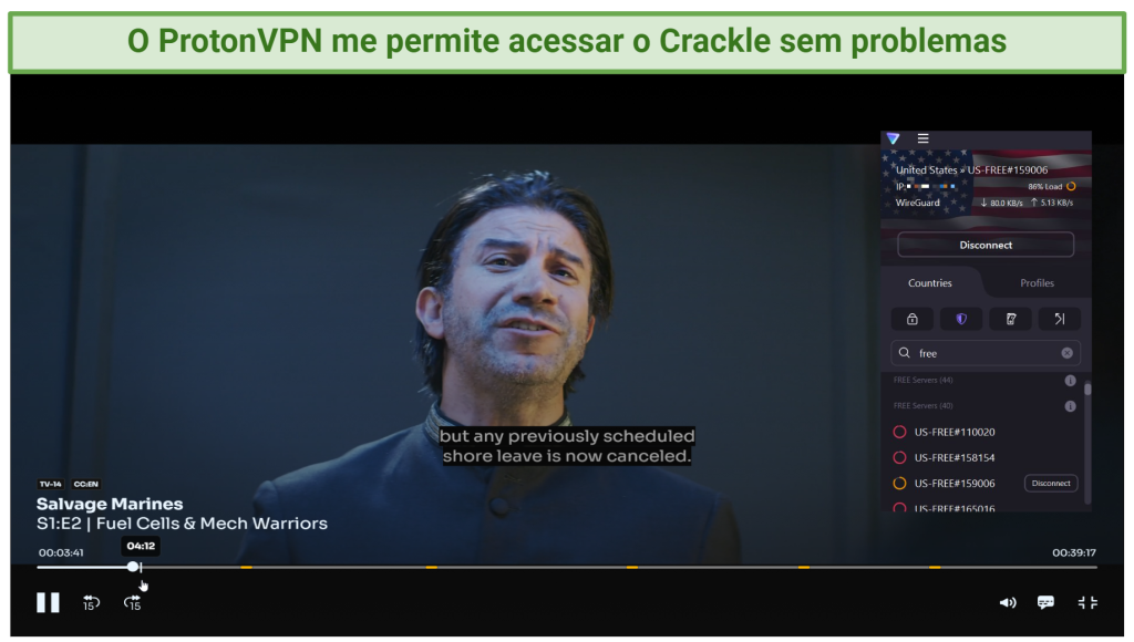 Proton VPN Works with Crackle without issues