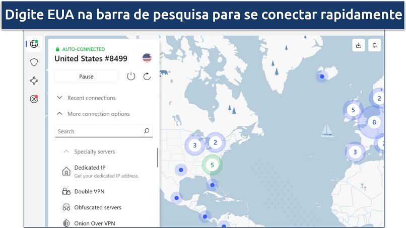  Screenshots of NordVPN's servers in the US