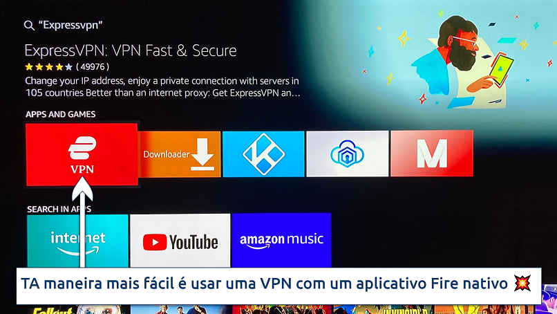 Screenshot showing the ExpressVPN app on Fire TV Stick