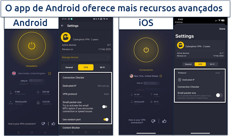 Screenshot of CyberGhost's mobile apps