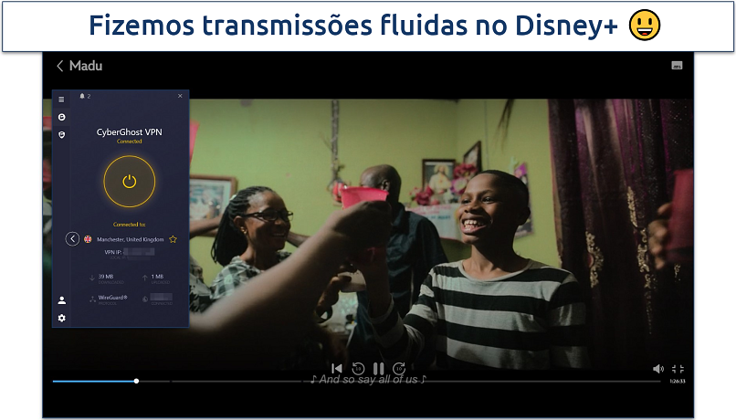 Screenshot of Mado streaming on Disney+ with CyberGhost connected