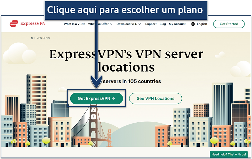 Screenshot of the ExpressVPN website home page