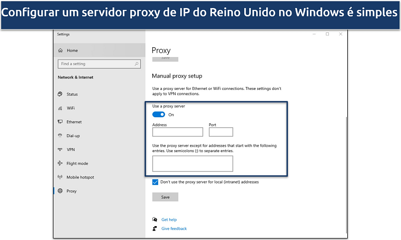 A screenshot of the Windows proxy settings