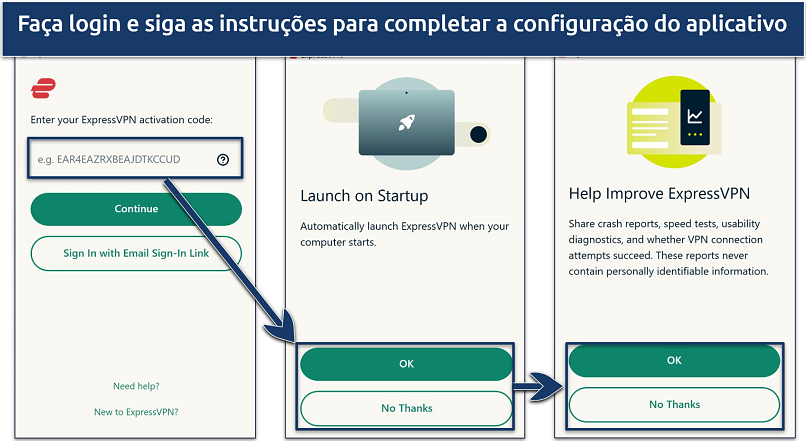 Captura de tela da configuração do aplicativo ExpressVPN para Windows