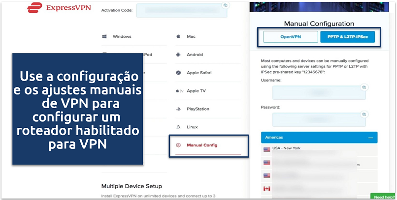 Picture showing ExpressVPN manual VPN router configuration