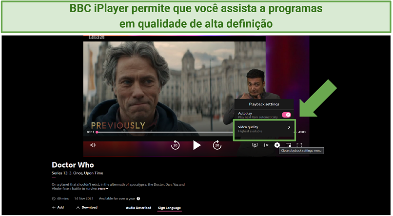 Screenshot of BBC iPlayer user-interface