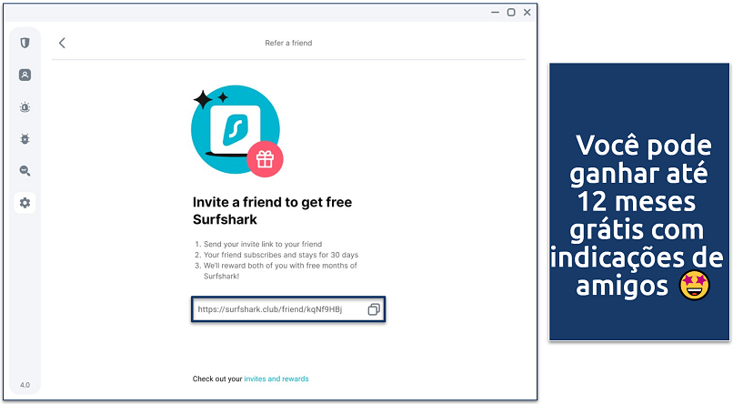 Screenshot of Surfshark's referral program