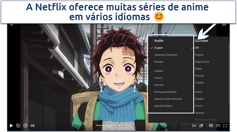 Uma captura de tela mostrando o player de streaming da Netflix