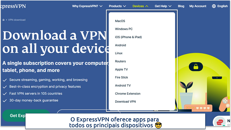 Screenshot of ExpressVPN's website homepage