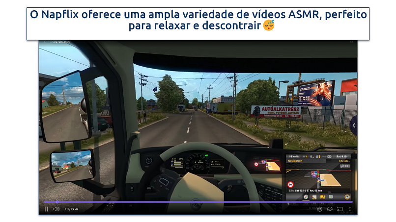 A screenshot showing Truck Simulator ASMR video played via Napflix