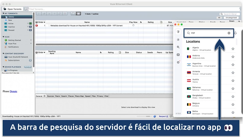 Screenshot showing how to locate Surfshark's P2P optimized servers
