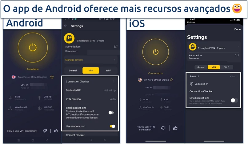 Screenshot of CyberGhost's mobile apps