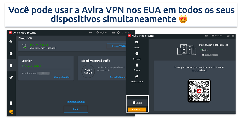 Screenshot showing Avira VPN settings