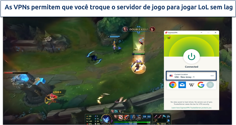 Screenshot do League of Legends sendo jogado via um servidor da ExpressVPN