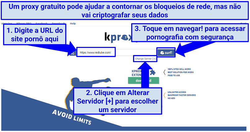 Uma captura de tela mostrando como contornar bloqueios de redes de pornografia com um proxy