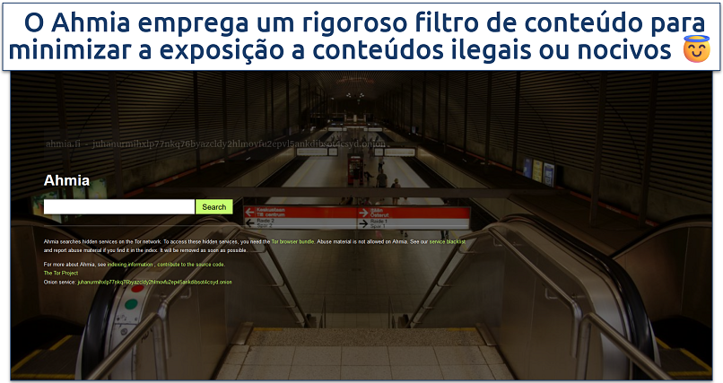 Captura de tela do buscador Ahmia