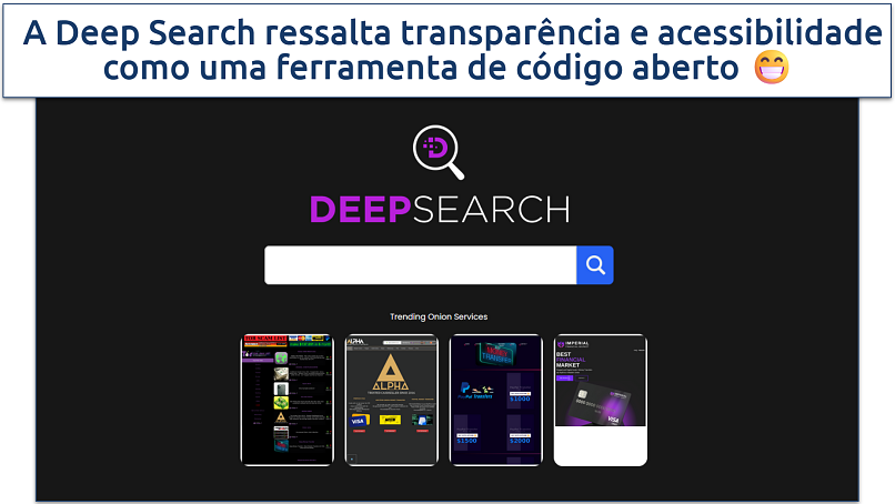 Captura de tela do buscador Deep Search