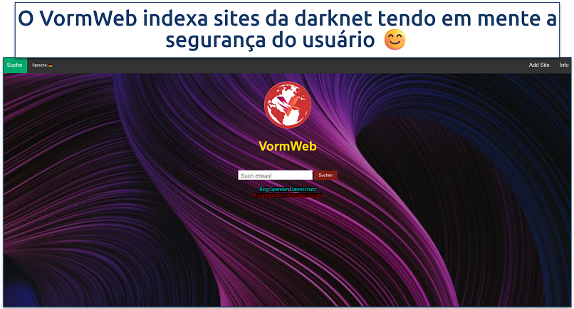 Captura de tela do buscador VormWeb