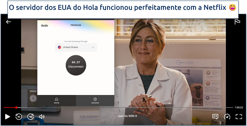 Screenshot of Netflix US streaming with Hola VPN connected