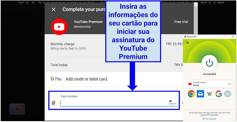 A screenshot of the YouTube Premium purchase