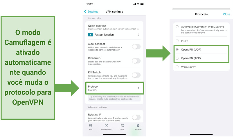A screenshot of Surfshark's VPN settings