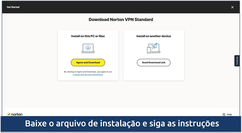 Screenshot of Norton VPN's download page