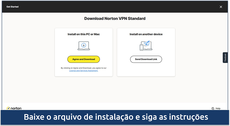 Screenshot of Norton VPN's download page