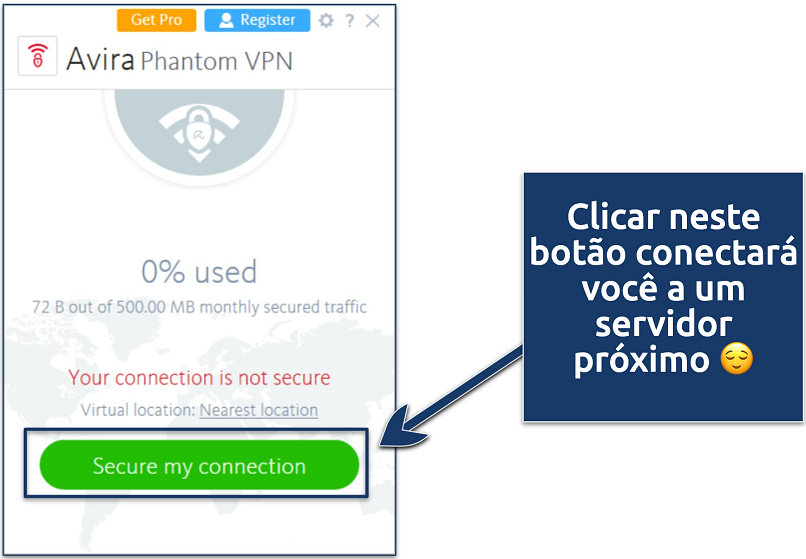 Screenshot showing how to enable Avira Phantom VPN