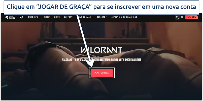 A screenshot showing Valorant's website homepage