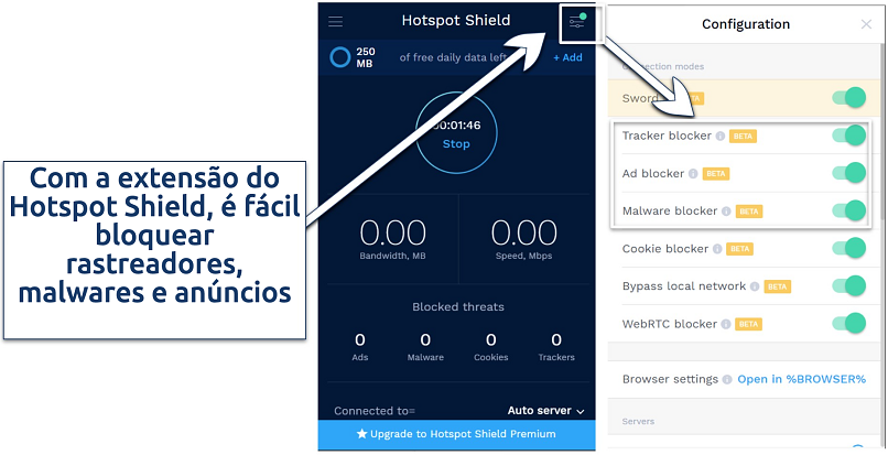 Image showing settings page and extension interface of HSS